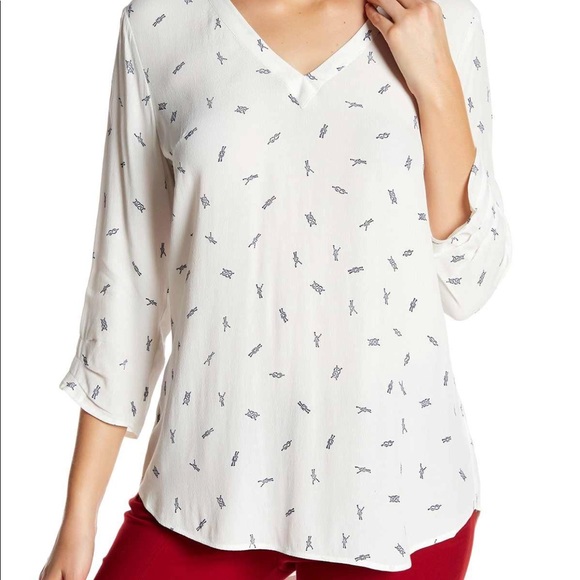 Daniel Rainn Tops - DR2 3/4 sleeve patterned blouse